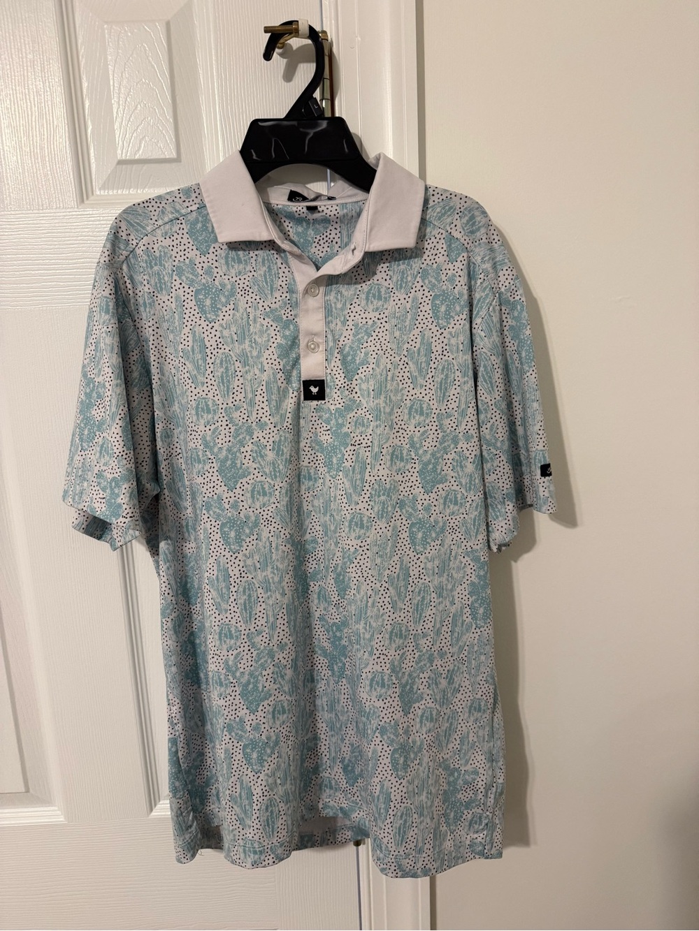 Bad Birdie Men's Light Blue Patterned Polo Shirt